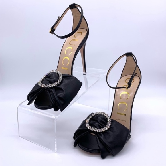 GUCCI Black Nappa Charlotte Lambskin Sandals, Black Size 40 with Box - Picture 3 of 17